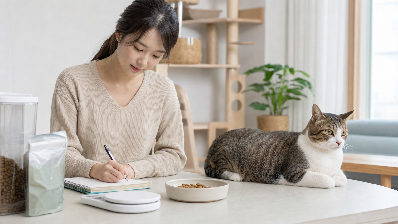 고양이 다이어트 사료, 어떻게 고를까? 급여량과 체중 기록 기준